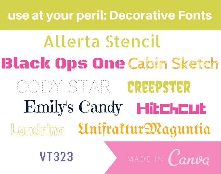 use at your peril- Decorative Fonts